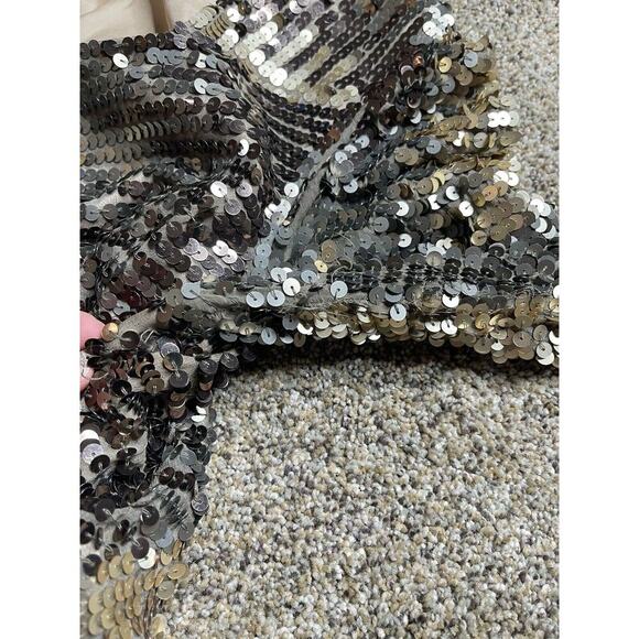 Shail K Sequin Metallic Gray Silver Gold Cocktail Fit & Flare Dress Size 18 - Picture 10 of 10